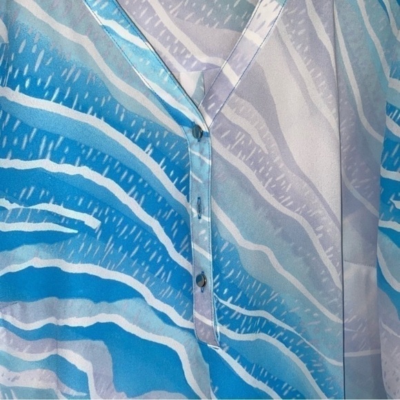 JM Collection Blue Button Down Blouse - Picture 3 of 6